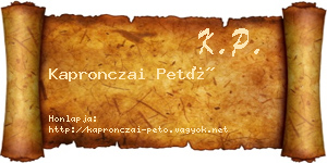 Kapronczai Pető névjegykártya